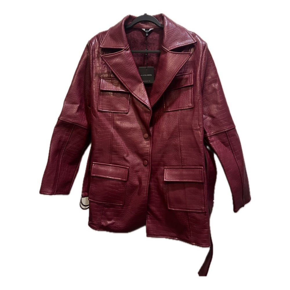 JLUXLABEL LEATHER CHERRY RED JACKET